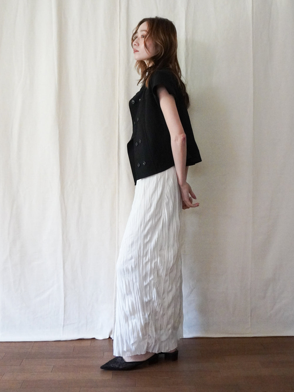 High-neck double button ショートジャケット