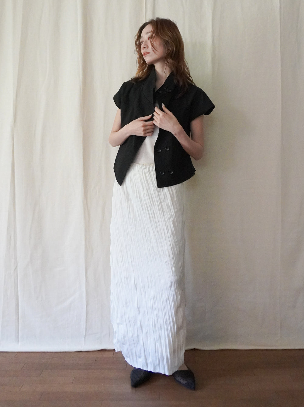 High-neck double button ショートジャケット