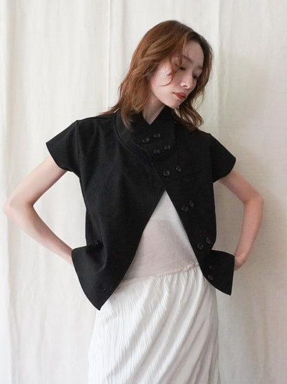 High-neck double button ショートジャケット