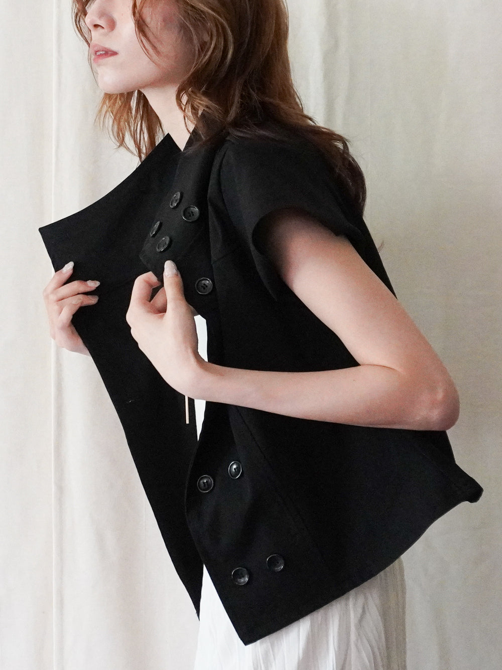 High-neck double button ショートジャケット