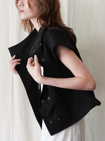 High-neck double button ショートジャケット
