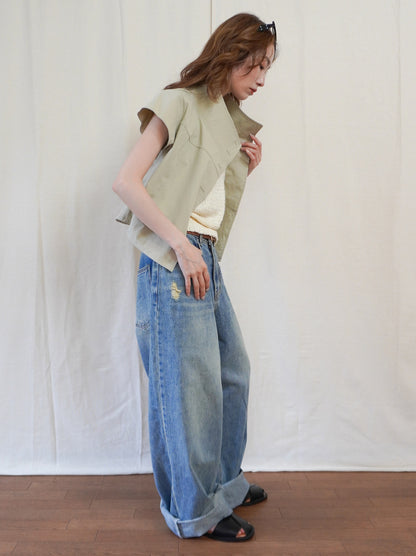 High-neck double button ショートジャケット