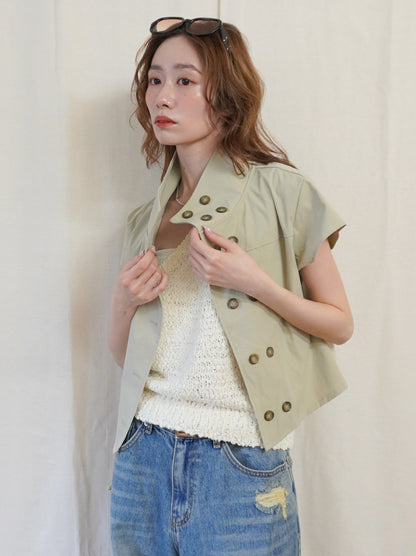 High-neck double button ショートジャケット