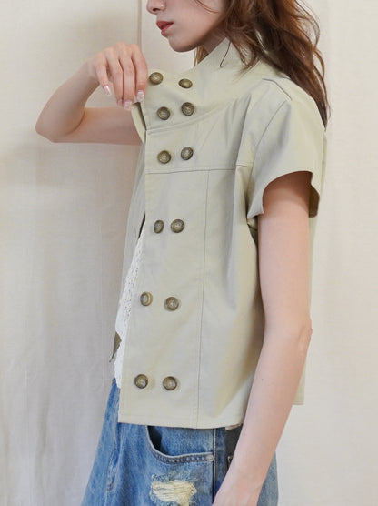 High-neck double button ショートジャケット