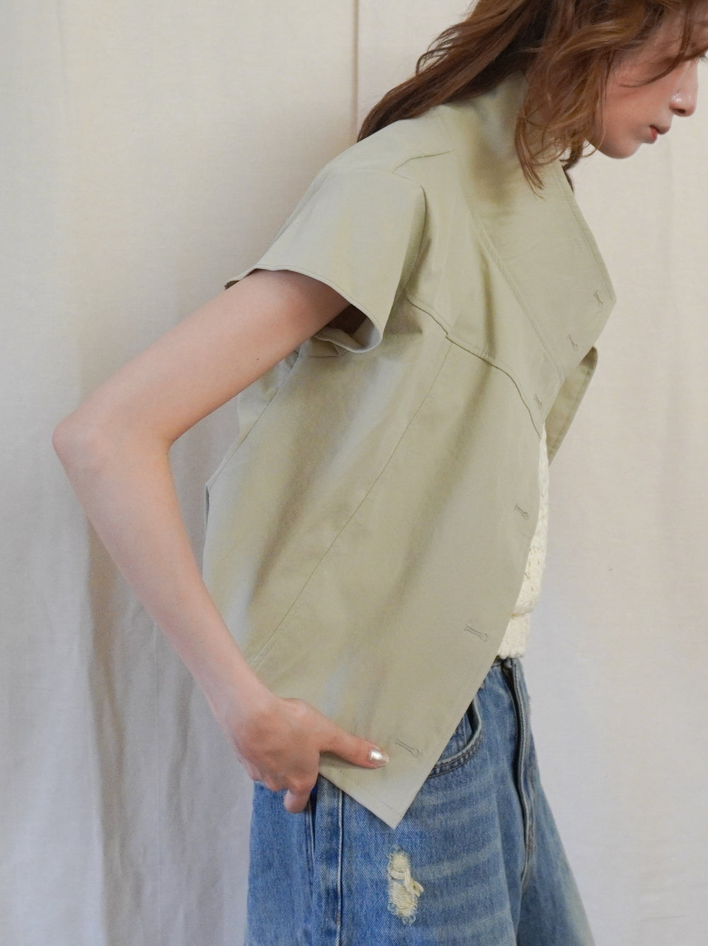 High-neck double button ショートジャケット