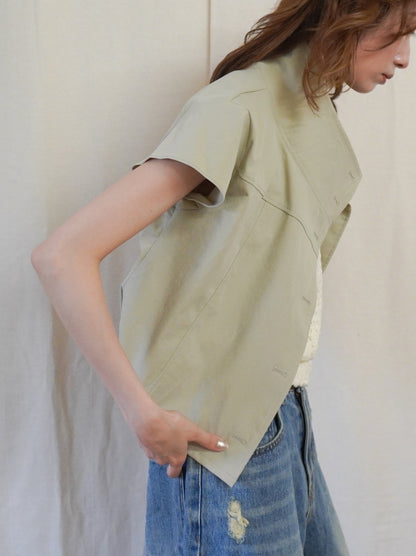 High-neck double button ショートジャケット