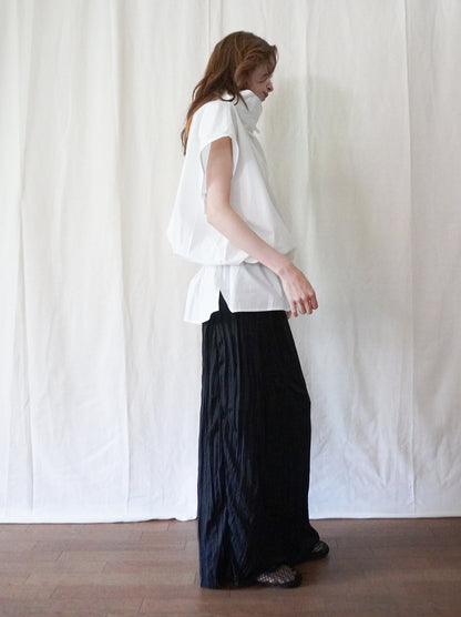 Drawstring Volume Kneck コットンシャツ
