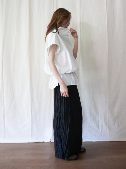 Drawstring Volume Kneck コットンシャツ
