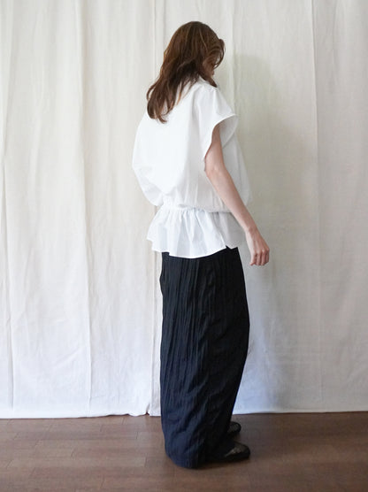 Drawstring Volume Kneck コットンシャツ