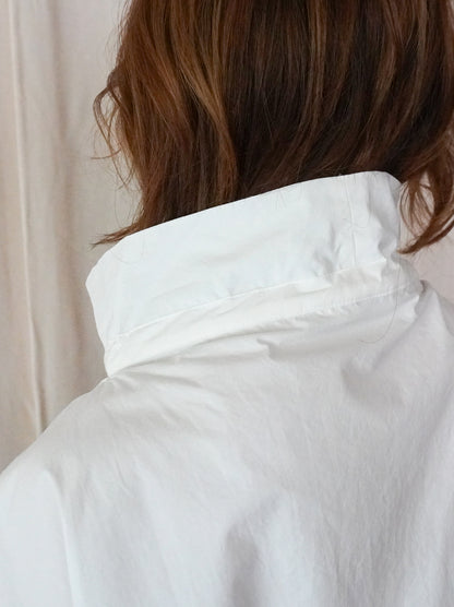 Drawstring Volume Kneck コットンシャツ