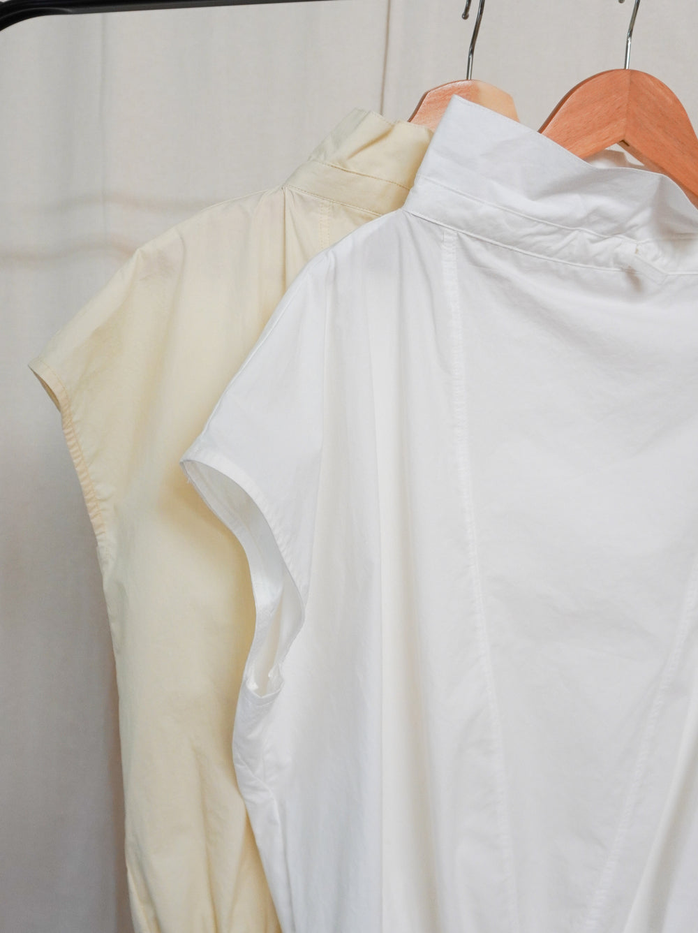 Drawstring Volume Kneck コットンシャツ