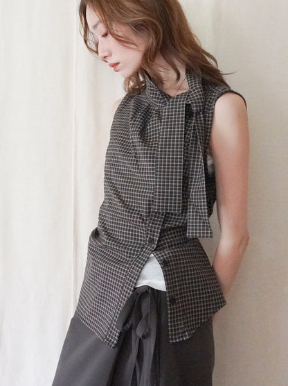 Arrange Bowtie チェックノースリーブシャツ