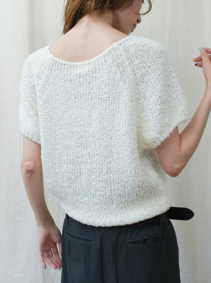 Soft touch ワイドネックニットトップス