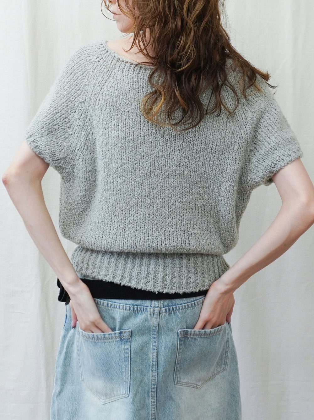 Soft touch ワイドネックニットトップス