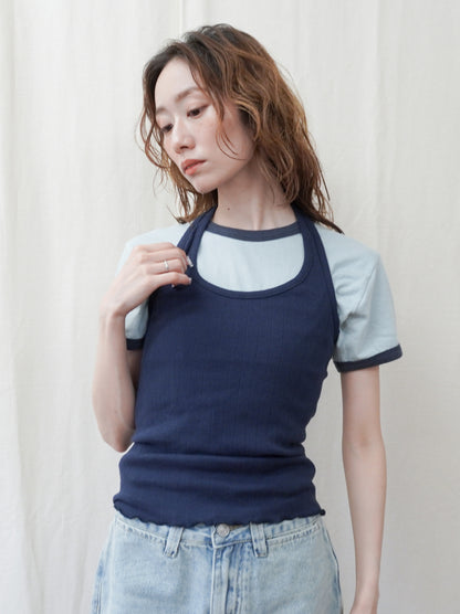 Vintage Nep バイカラーリンガーTシャツ