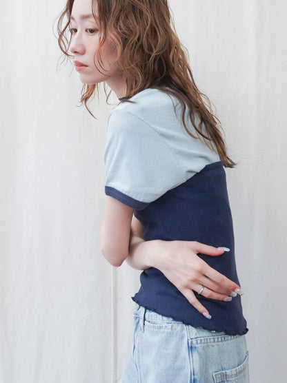 Vintage Nep バイカラーリンガーTシャツ
