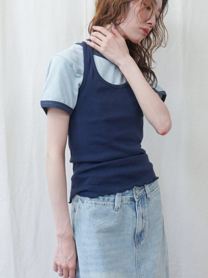 Vintage Nep バイカラーリンガーTシャツ