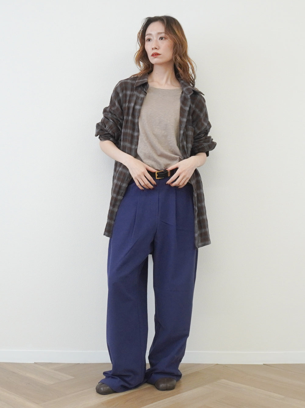 Vintage blurred チェックオーバーシャツ