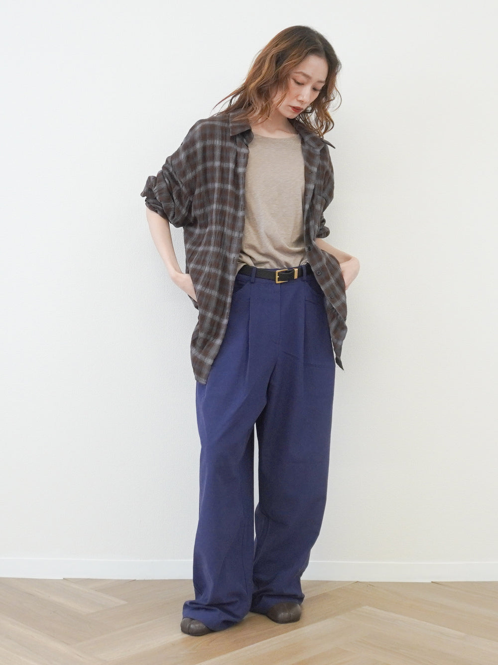 Vintage blurred チェックオーバーシャツ