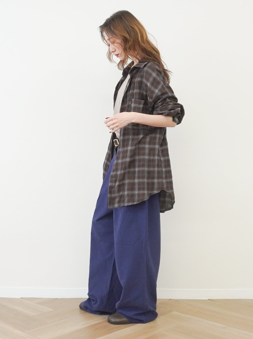 Vintage blurred チェックオーバーシャツ
