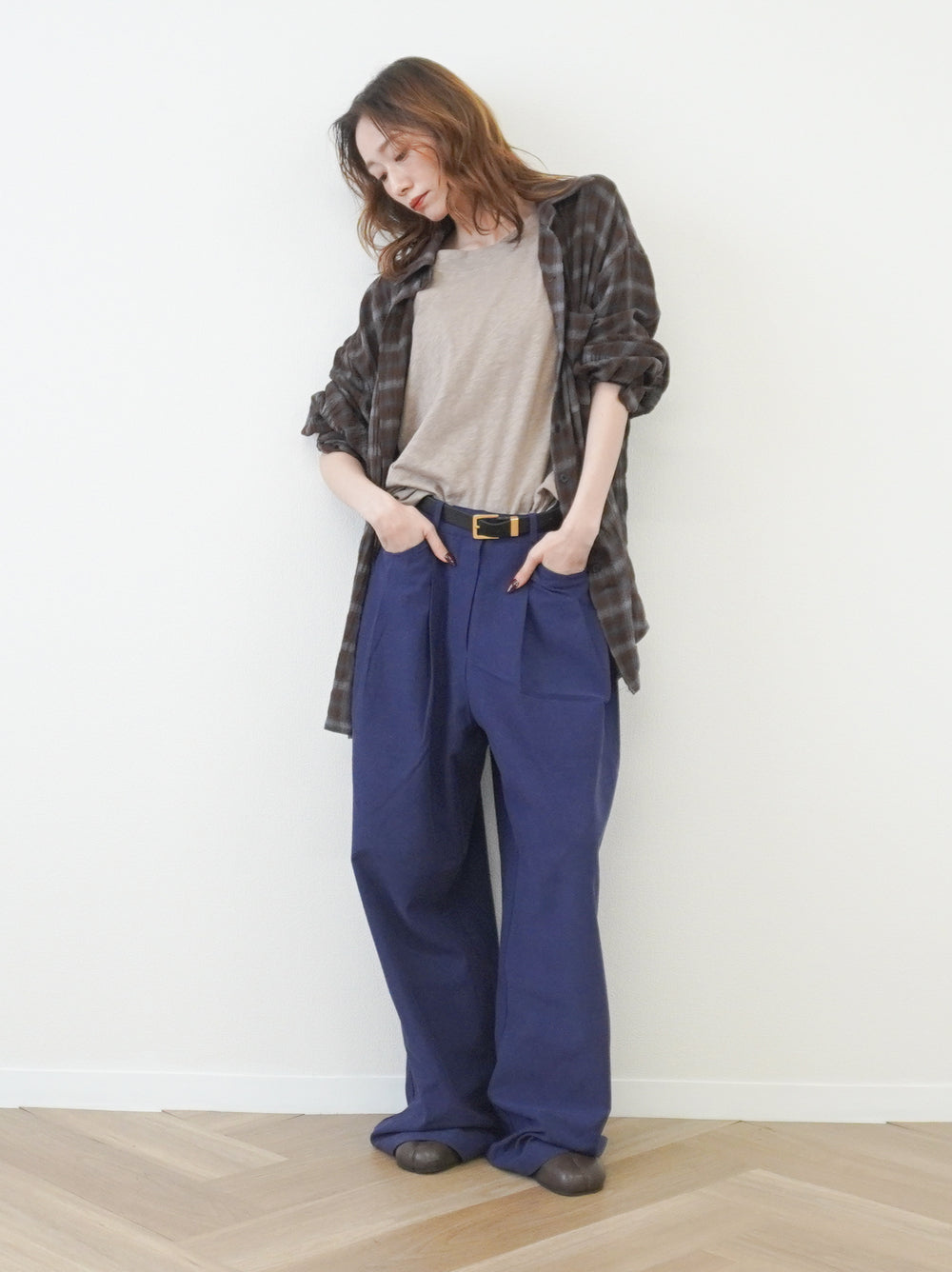 Vintage blurred チェックオーバーシャツ