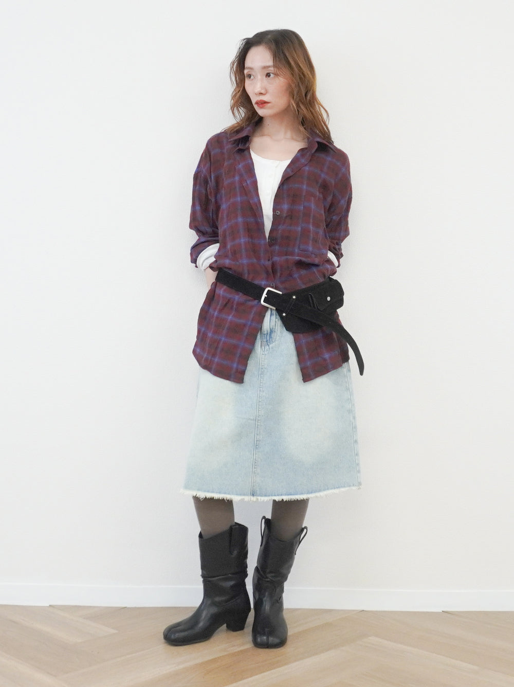 Vintage blurred チェックオーバーシャツ