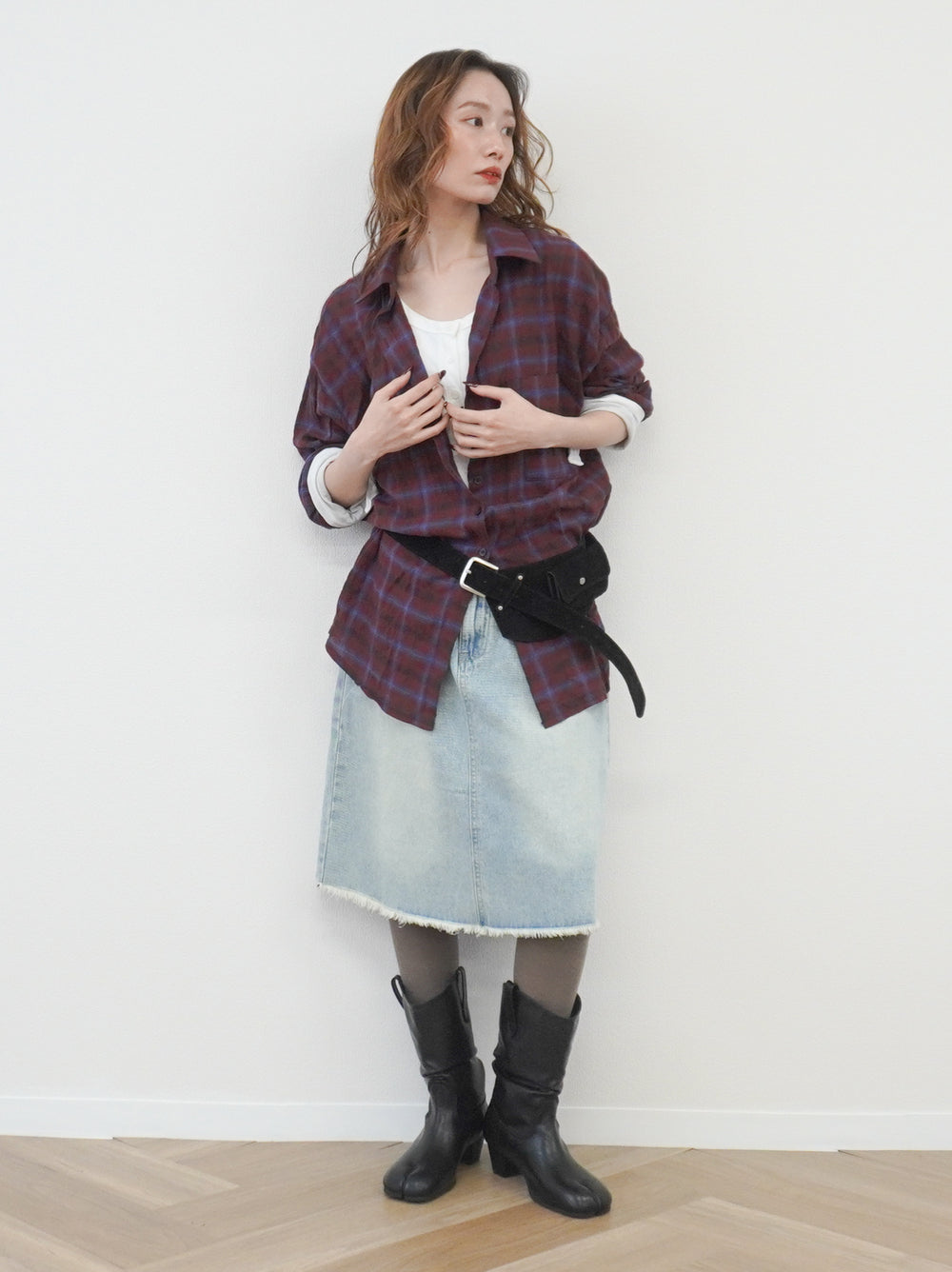 Vintage blurred チェックオーバーシャツ