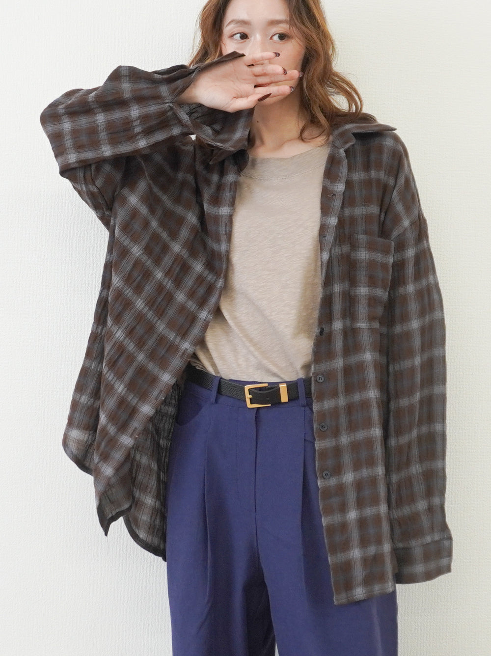 Vintage blurred チェックオーバーシャツ