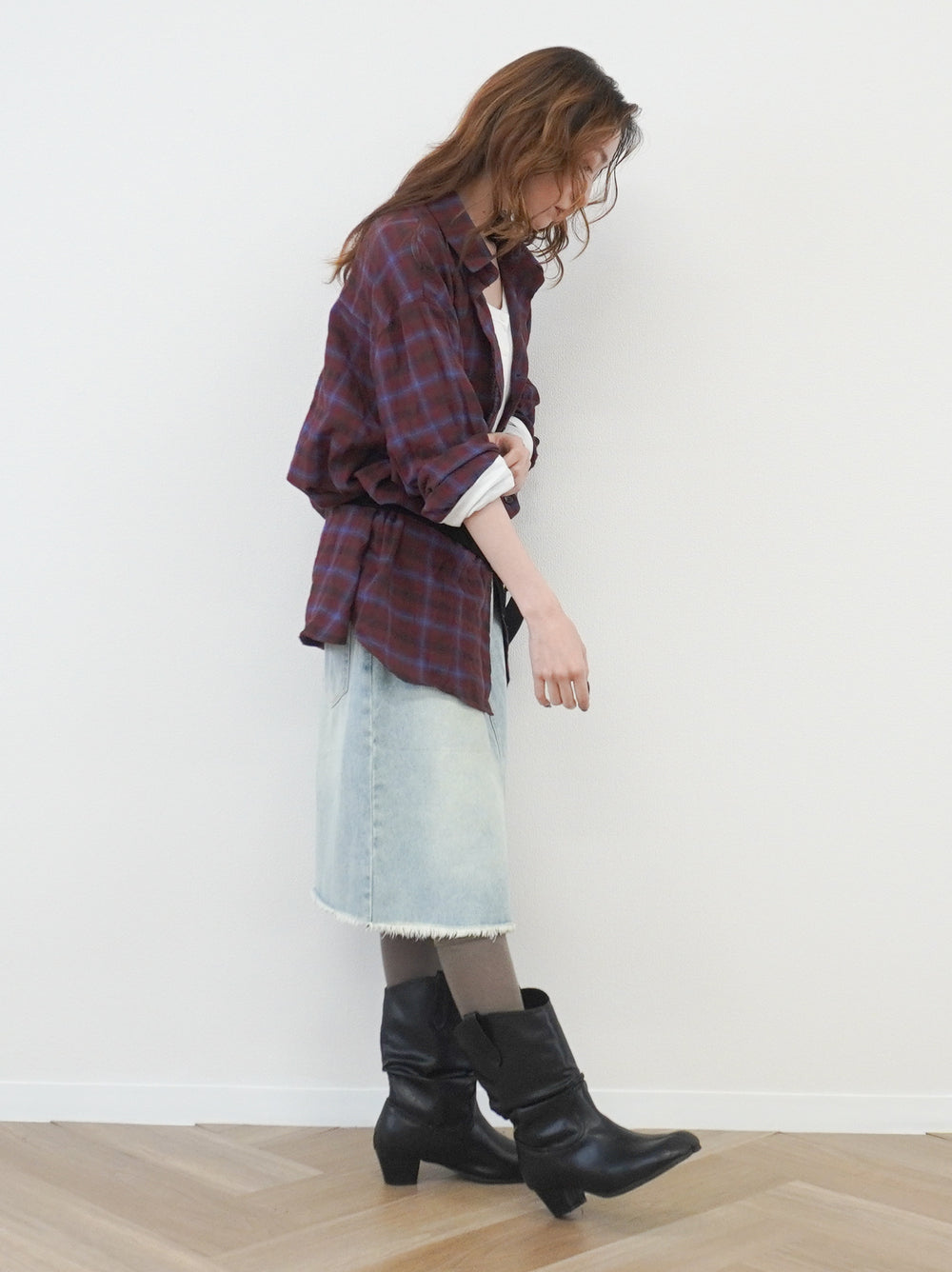 Vintage blurred チェックオーバーシャツ