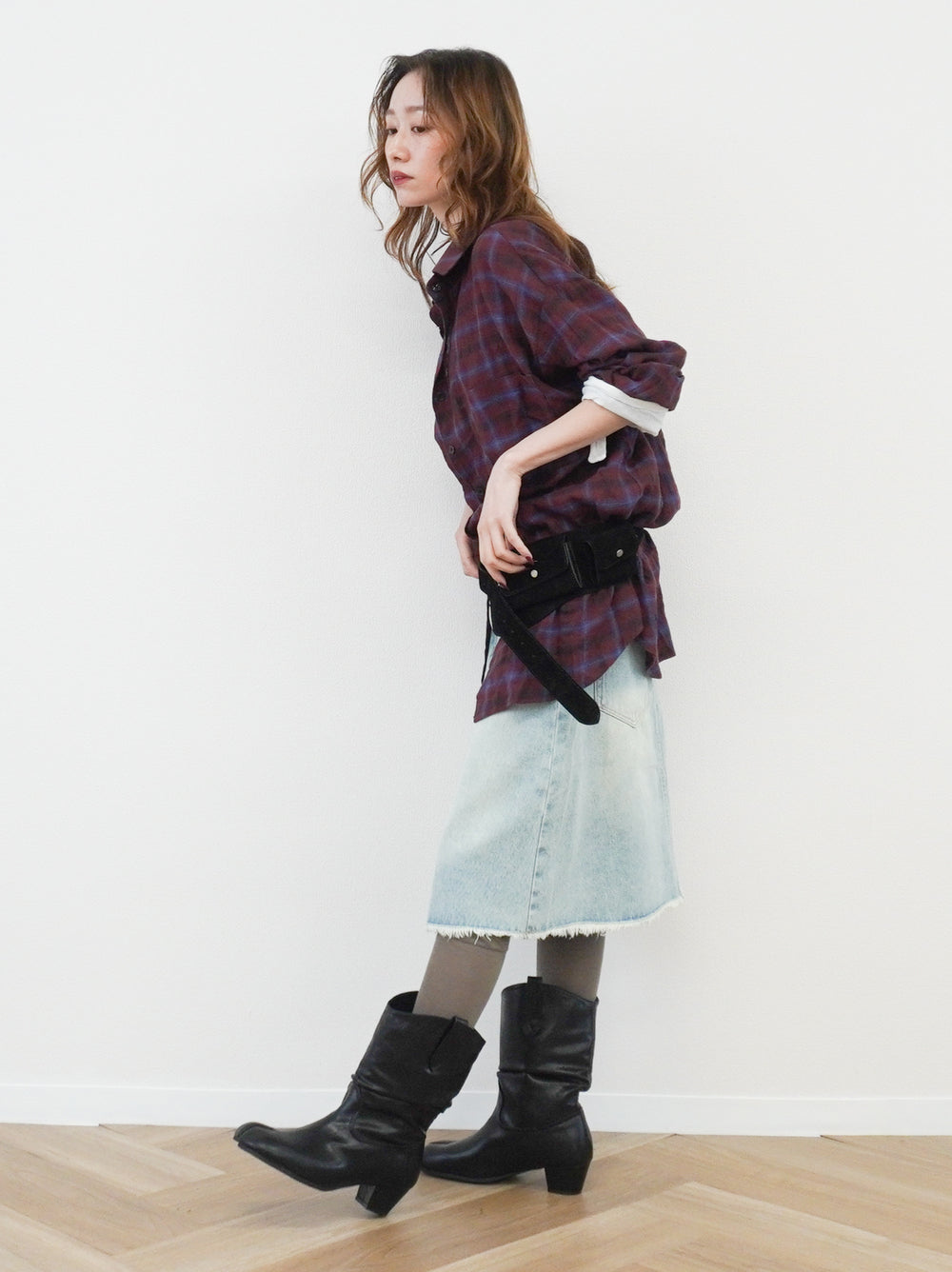 Vintage blurred チェックオーバーシャツ