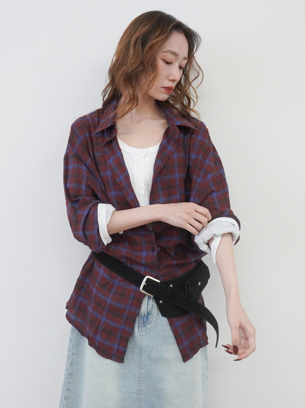 Vintage blurred チェックオーバーシャツ