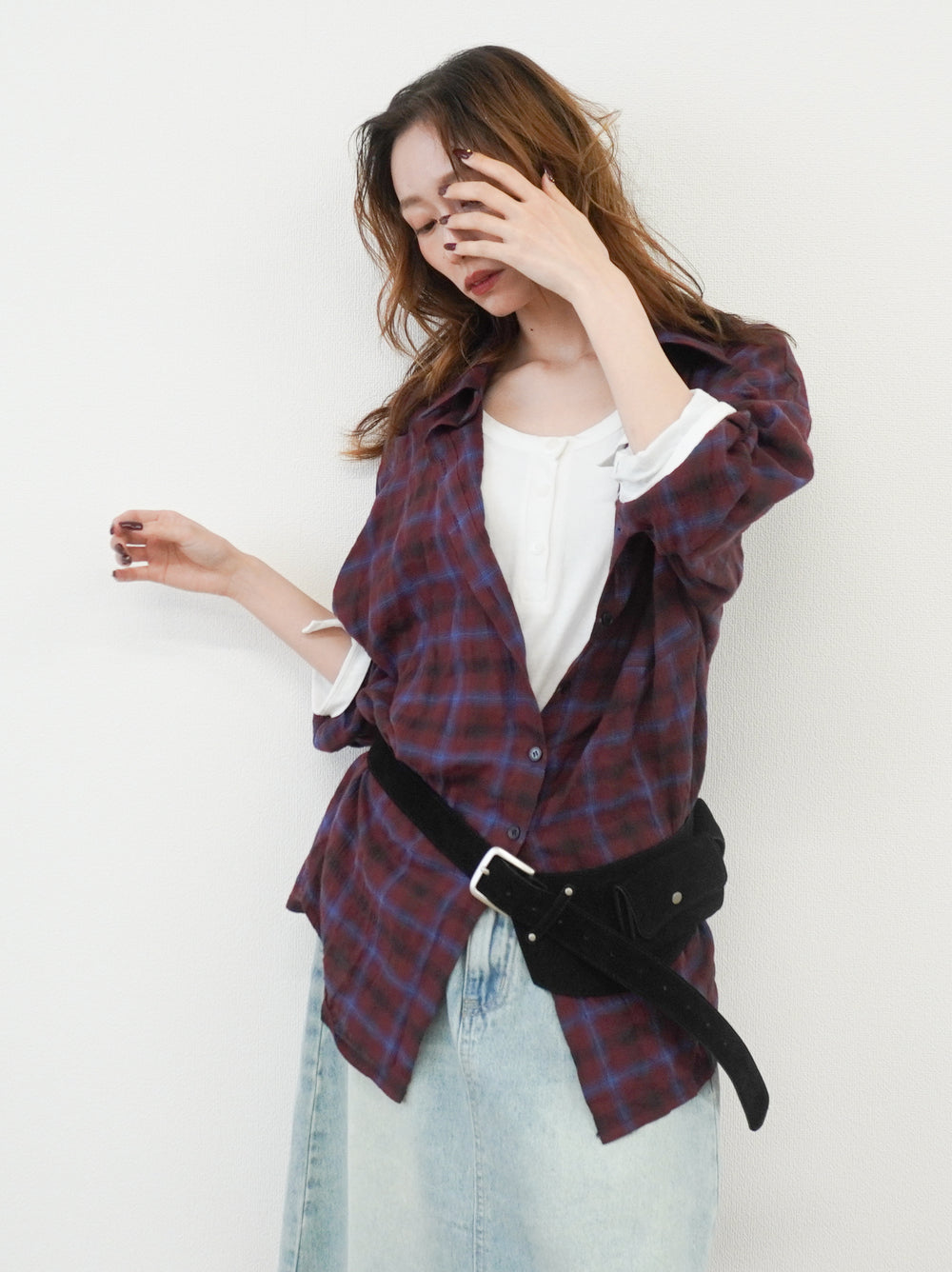 Vintage blurred チェックオーバーシャツ