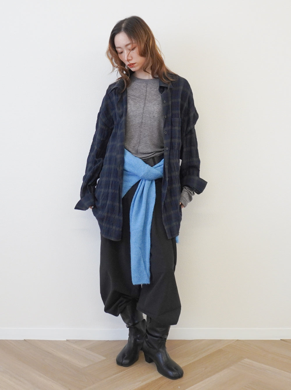 Vintage blurred チェックオーバーシャツ