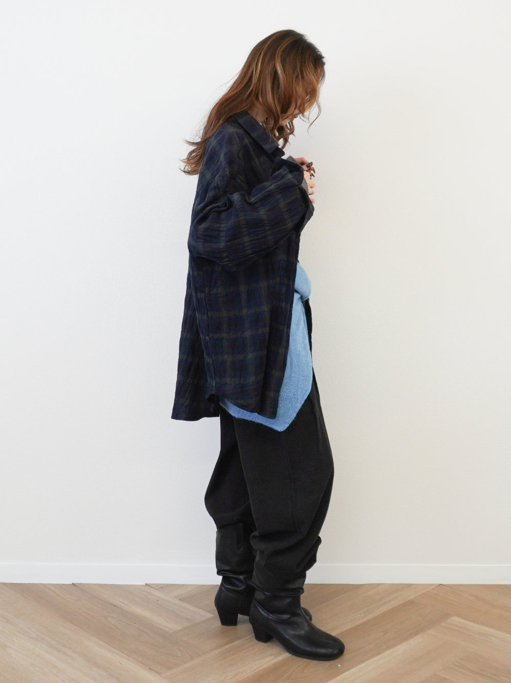 Vintage blurred チェックオーバーシャツ