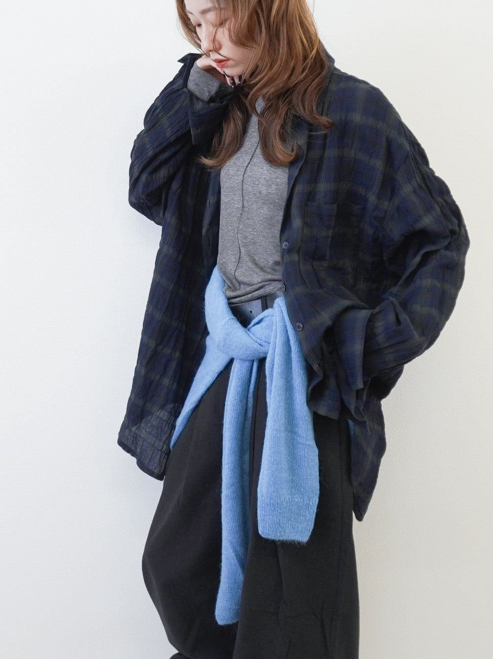 Vintage blurred チェックオーバーシャツ