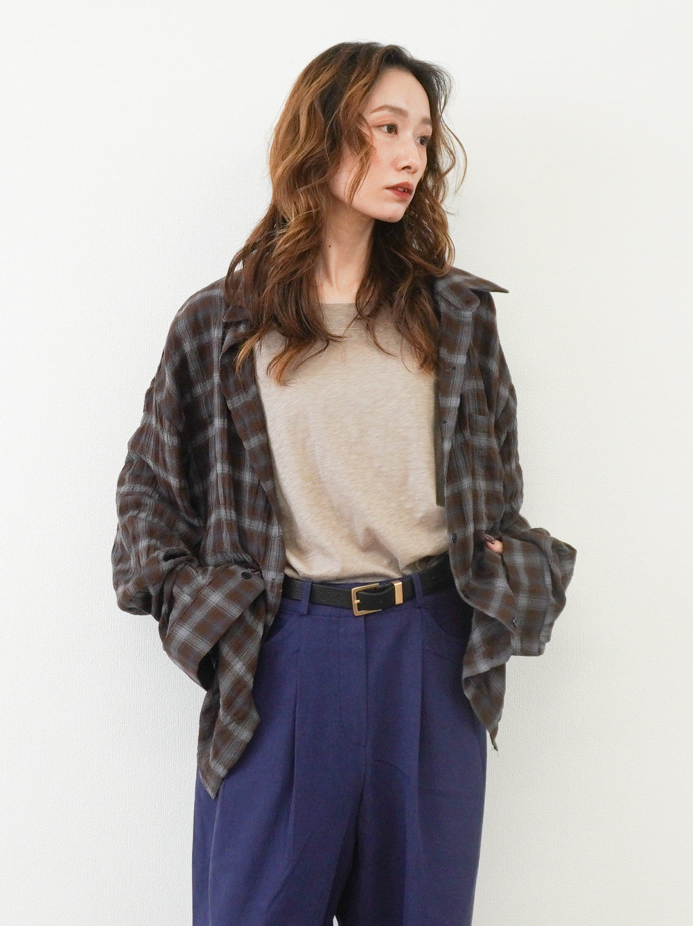 Vintage blurred チェックオーバーシャツ