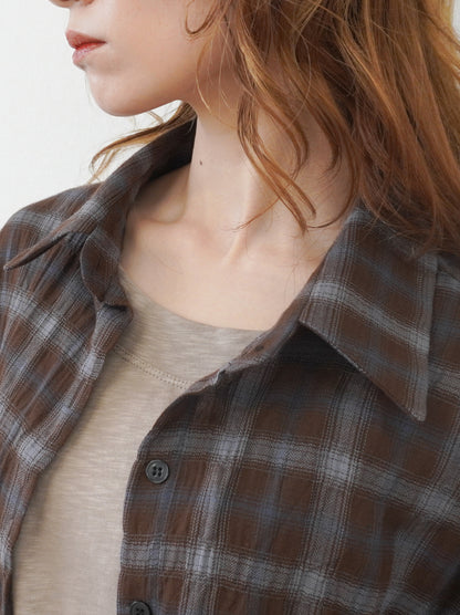 Vintage blurred チェックオーバーシャツ