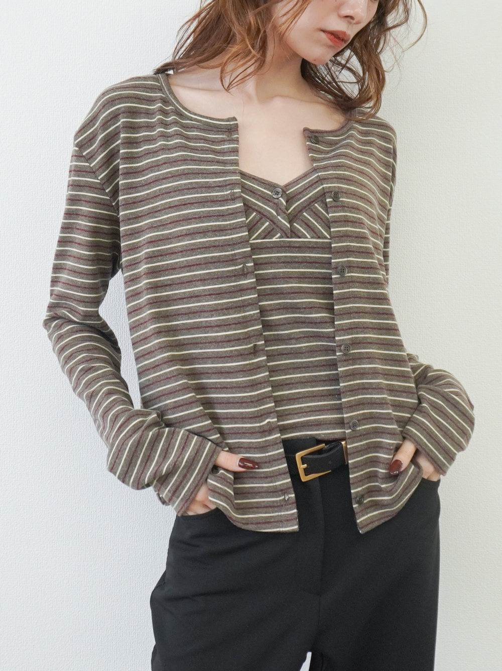 Layered line ボーダーキャミアンサンブル