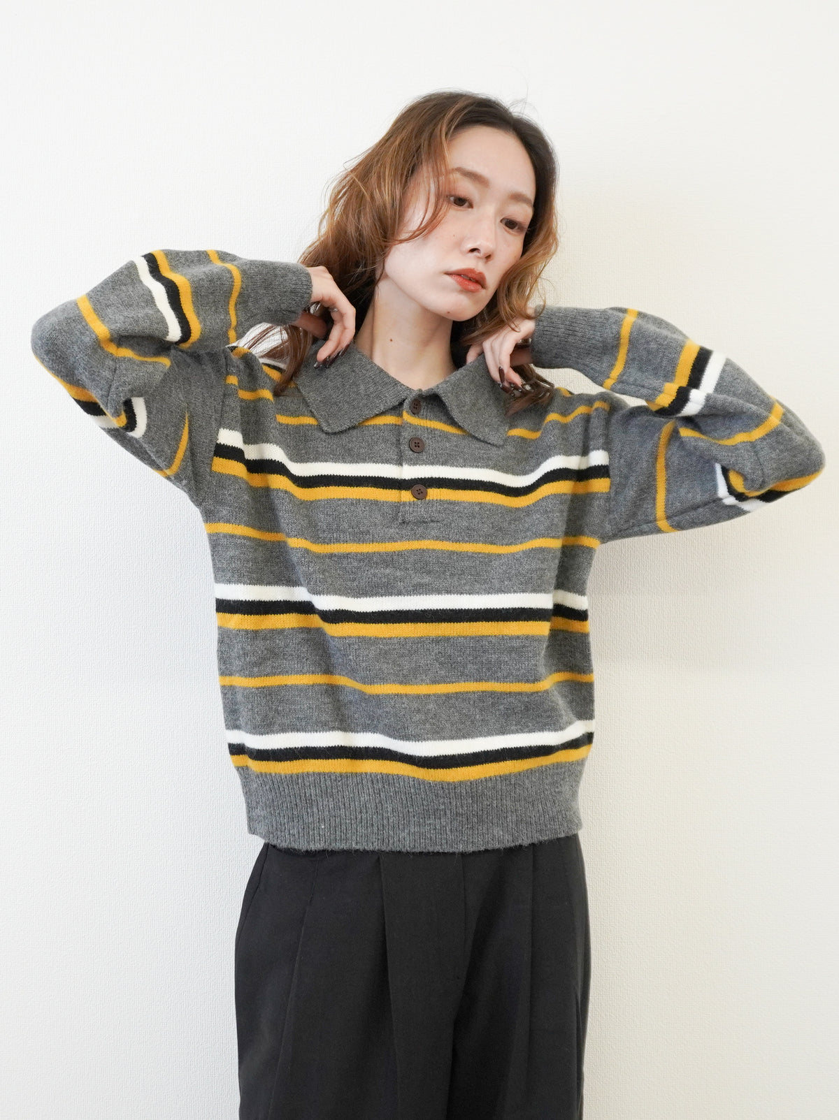 Retro Multi Border ラガーニットプルオーバー