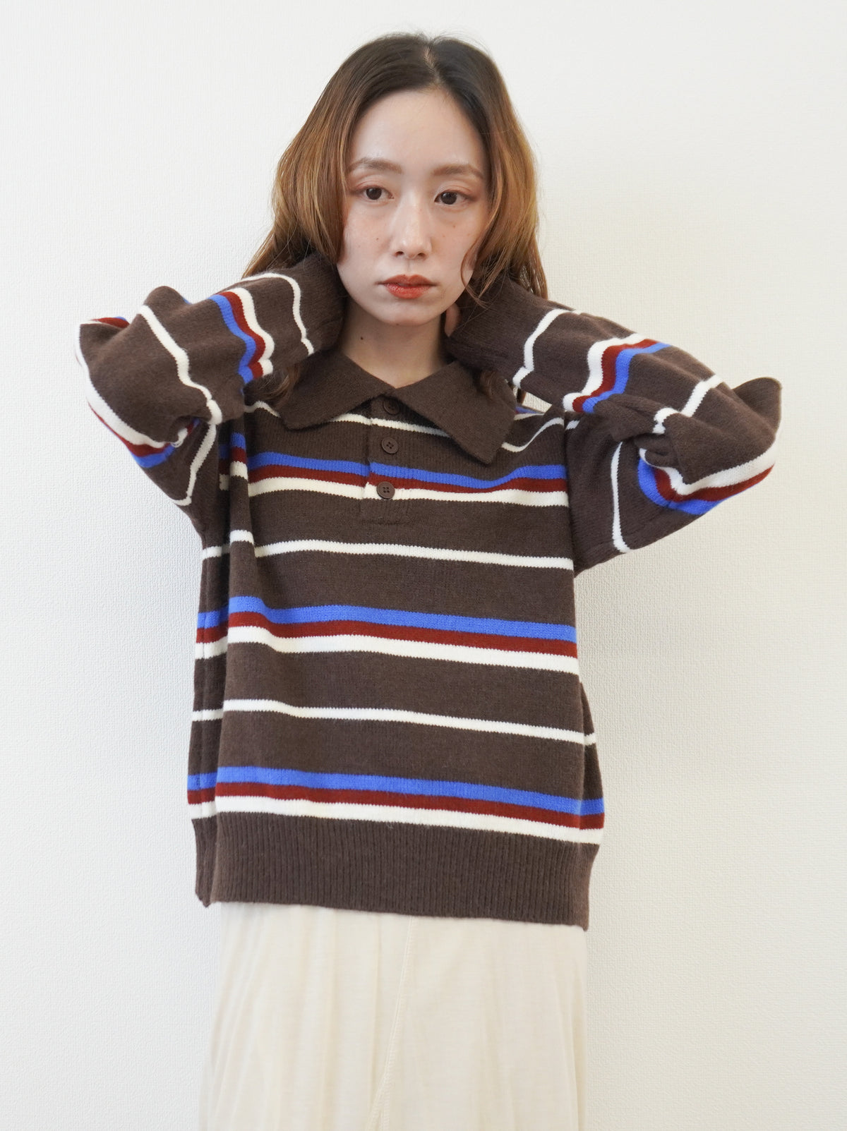 Retro Multi Border ラガーニットプルオーバー