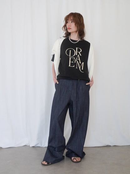 Wide straight indigo パンツ
