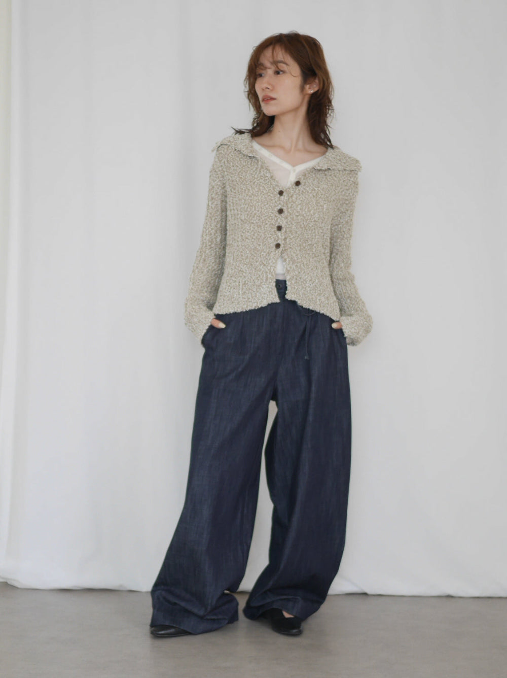 Wide straight indigo パンツ