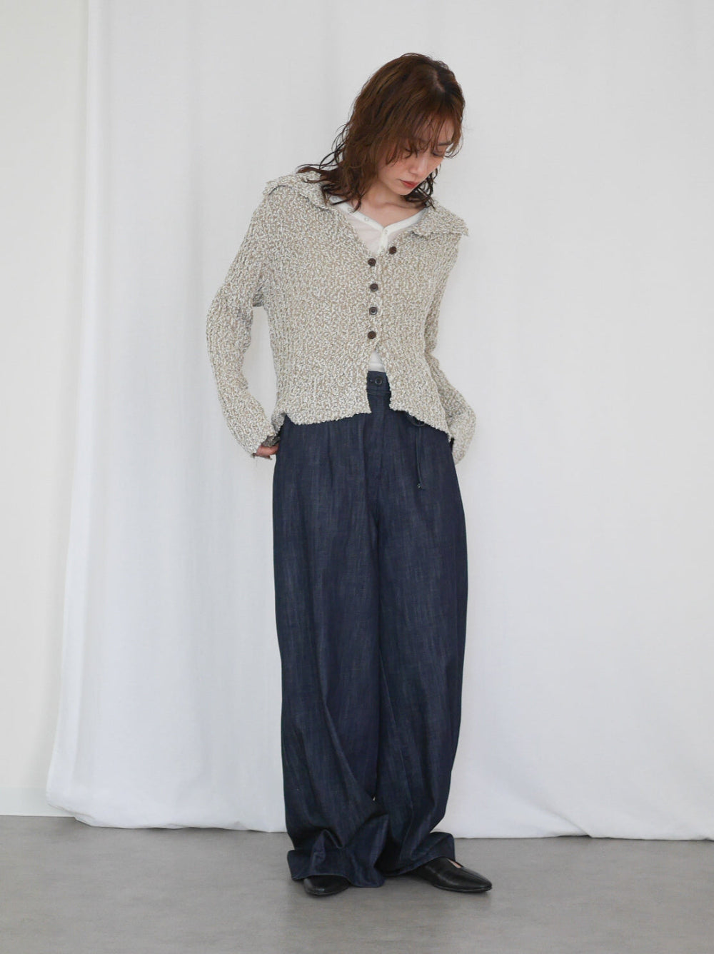 Wide straight indigo パンツ