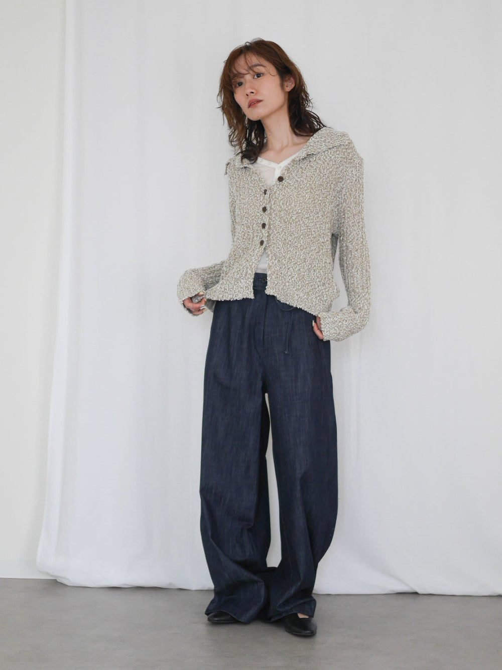Wide straight indigo パンツ