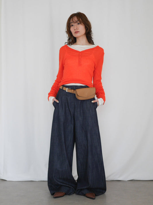 Wide straight indigo パンツ