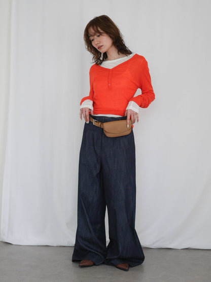 Wide straight indigo パンツ