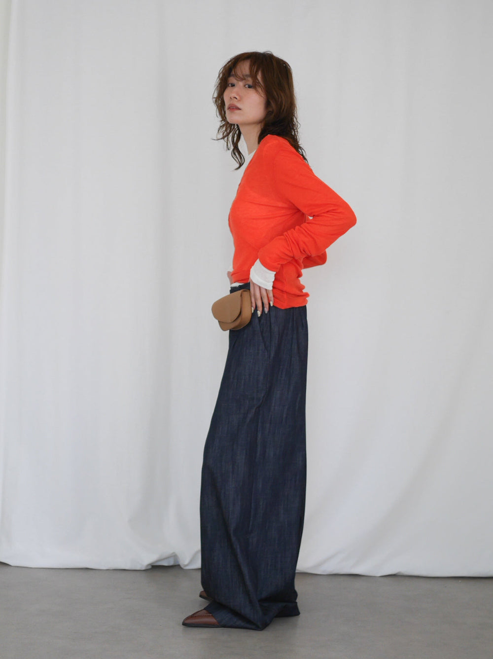Wide straight indigo パンツ