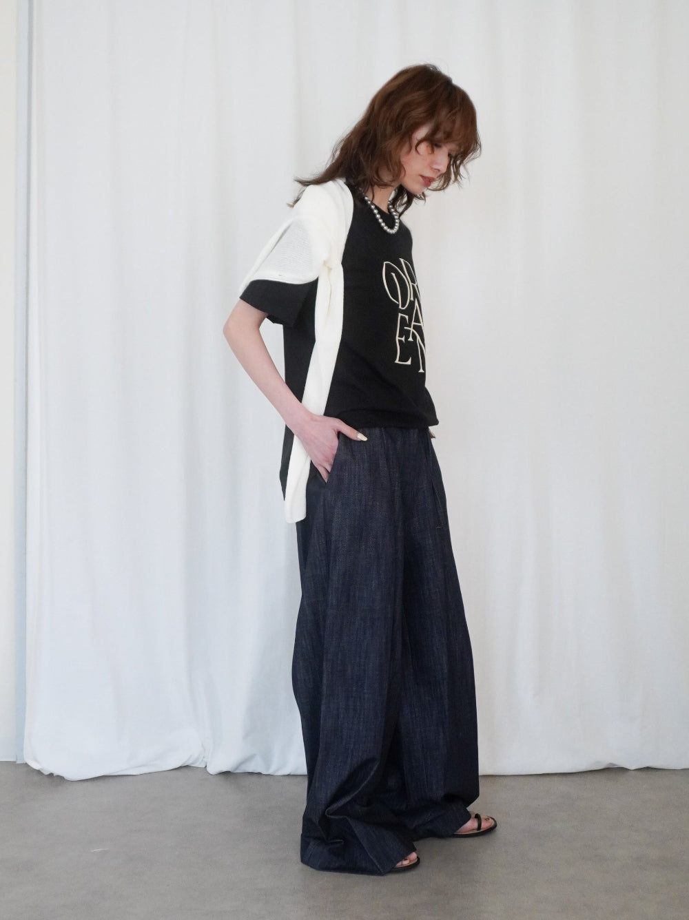 Wide straight indigo パンツ