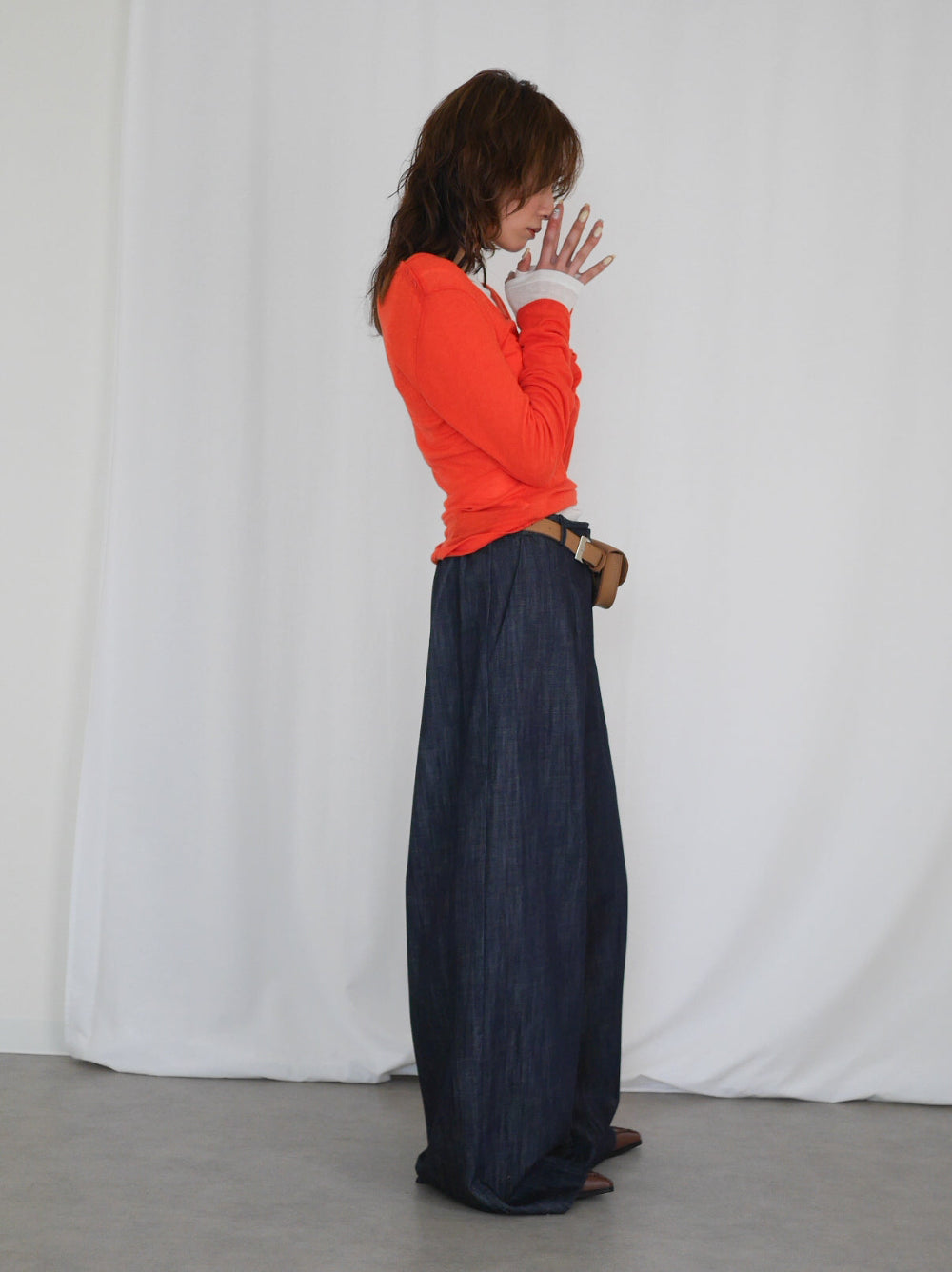 Wide straight indigo パンツ
