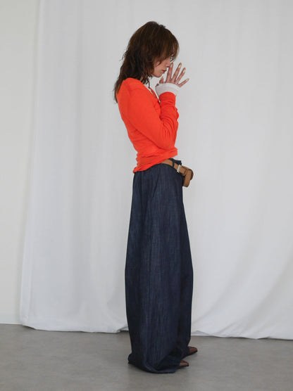 Wide straight indigo パンツ